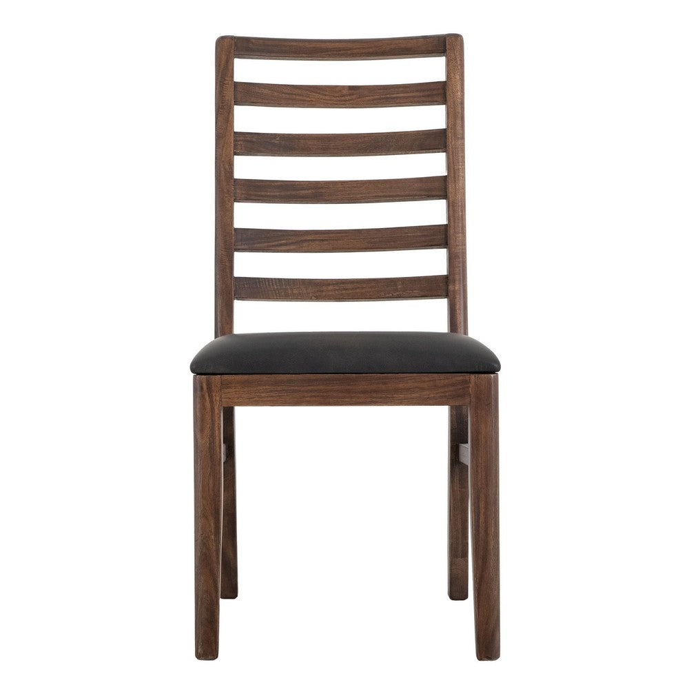 Ally Dining Chair Set of 2, Ladderback, Melina Wood, Brown Polyester -BM333477