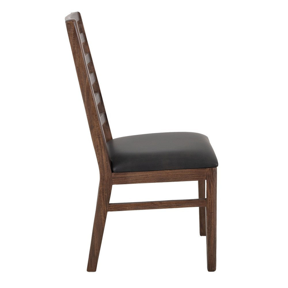 Ally Dining Chair Set of 2, Ladderback, Melina Wood, Brown Polyester -BM333477