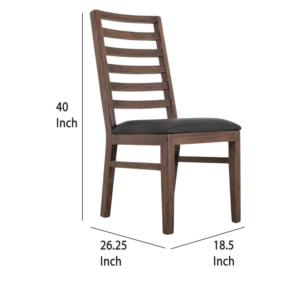 Ally Dining Chair Set of 2, Ladderback, Melina Wood, Brown Polyester -BM333477