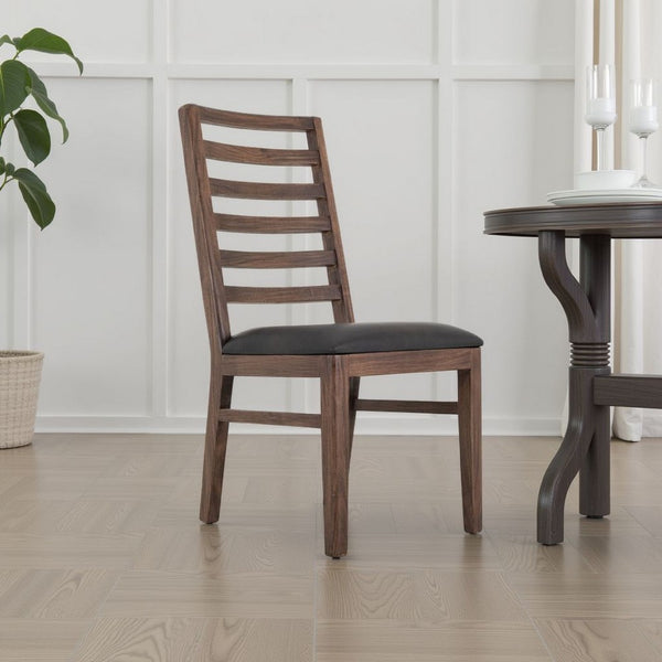 Ally Dining Chair Set of 2, Ladderback, Melina Wood, Brown Polyester -BM333477
