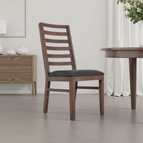 Ally Dining Chair Set of 2, Ladderback, Melina Wood, Brown Polyester -BM333477