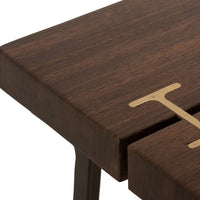 Ally Cocktail Coffee Table, Gold Metal, Walnut Brown Parota 47 Inch -BM333480