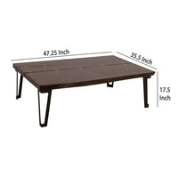 Ally Cocktail Coffee Table, Gold Metal, Walnut Brown Parota 47 Inch -BM333480