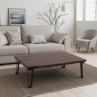 Ally Cocktail Coffee Table, Gold Metal, Walnut Brown Parota 47 Inch -BM333480