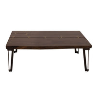 Ally XL Cocktail Coffee Table, Gold Metal Inlays, Brown Parota 55 Inch -BM333481