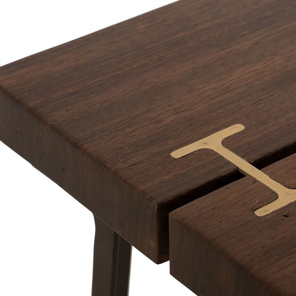Ally XL Cocktail Coffee Table, Gold Metal Inlays, Brown Parota 55 Inch -BM333481