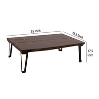 Ally XL Cocktail Coffee Table, Gold Metal Inlays, Brown Parota 55 Inch -BM333481