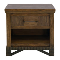 Ally Nightstand, 1 Drawer and Bottom Shelf, Walnut Brown Parota Wood -BM333485