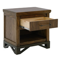 Ally Nightstand, 1 Drawer and Bottom Shelf, Walnut Brown Parota Wood -BM333485