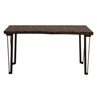 Ally Sofa Console Table, Gold Metal Inlays, Brown Parota Wood, 55 Inch -BM333486