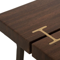 Ally Sofa Console Table, Gold Metal Inlays, Brown Parota Wood, 55 Inch -BM333486