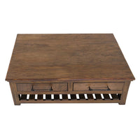 Ally Cocktail Coffee Table, 4 Drawers Shelf, Brown Parota Wood 50 Inch -BM333488