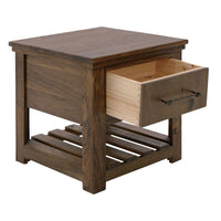 Ally Side End Table, 1 Drawer and Slatted Shelf, Brown Parota 50 Inch -BM333490