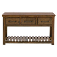 Ally Sofa Console Table, 3 Drawers, Slatted Shelf, Brown Wood, 54 Inch -BM333491