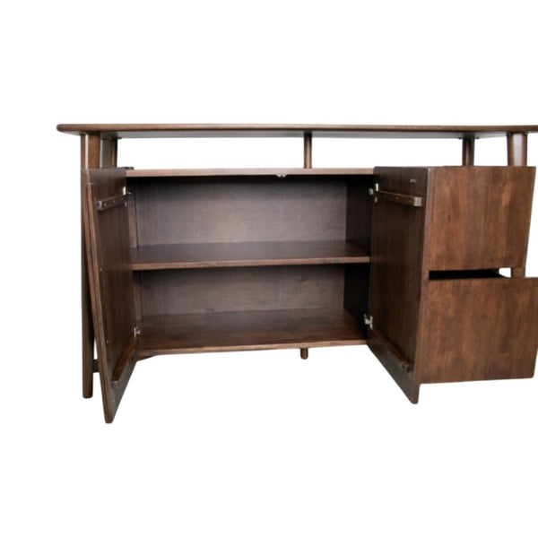 Ziva Sideboard Buffet Console, 2 Drawers and Doors, Brown Wood 67 Inch - BM333502