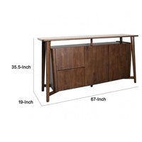 Ziva Sideboard Buffet Console, 2 Drawers and Doors, Brown Wood 67 Inch - BM333502