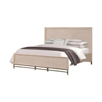 Rozie Queen Bed with Panel Style Headboard, Light Oak Brown Solid Wood - BM333537