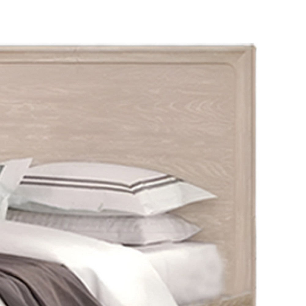 Rozie Queen Bed with Panel Style Headboard, Light Oak Brown Solid Wood - BM333537