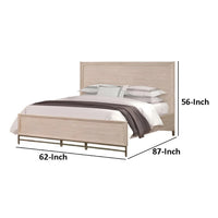 Rozie Queen Bed with Panel Style Headboard, Light Oak Brown Solid Wood - BM333537