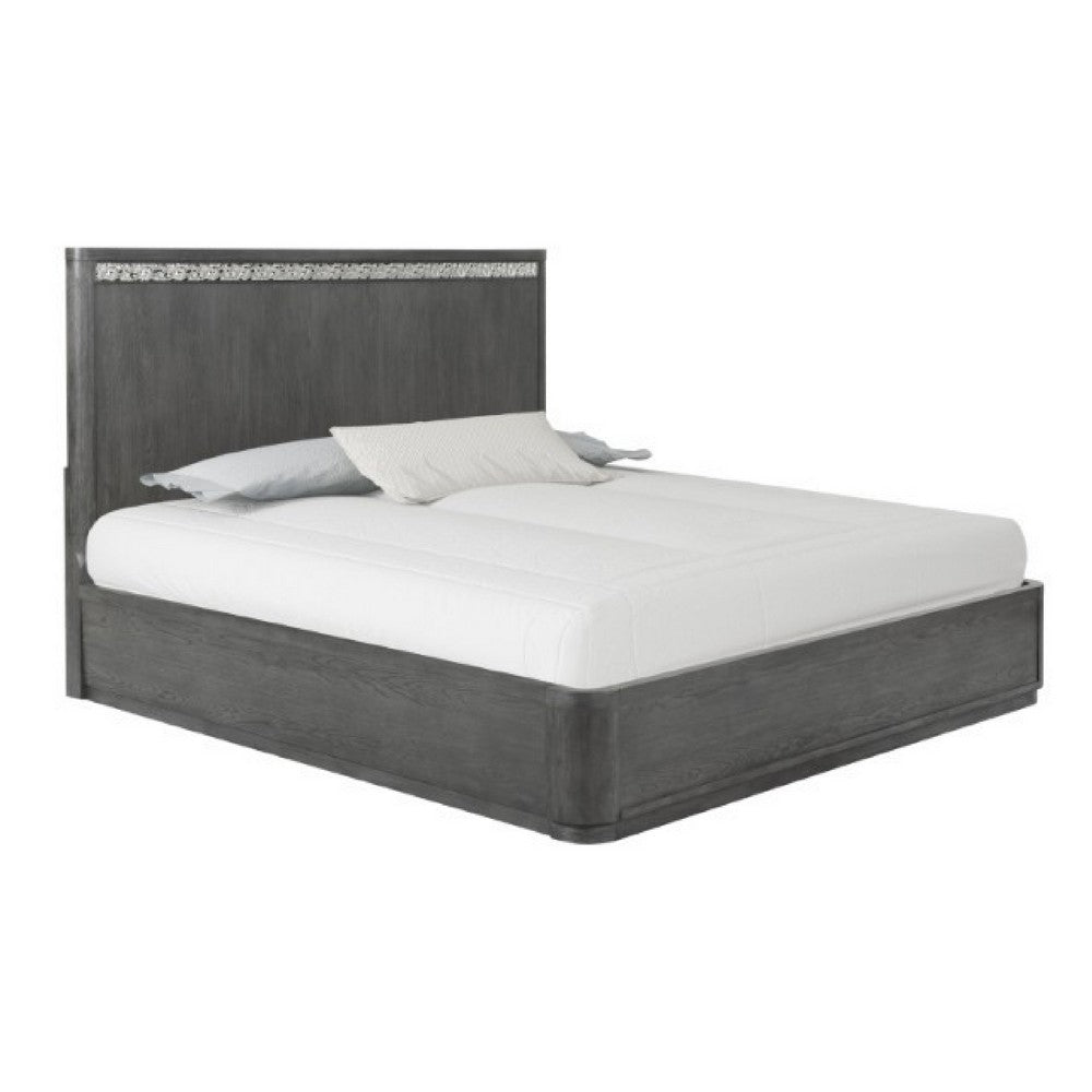 Zoko Queen Bed with Panel Style Headboard, Ash Gray Solid Wood Frame - BM333545