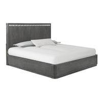 Zoko Queen Bed with Panel Style Headboard, Ash Gray Solid Wood Frame - BM333545