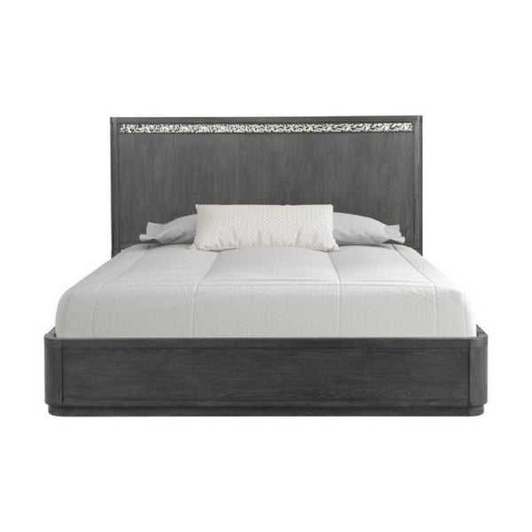 Zoko Queen Bed with Panel Style Headboard, Ash Gray Solid Wood Frame - BM333545