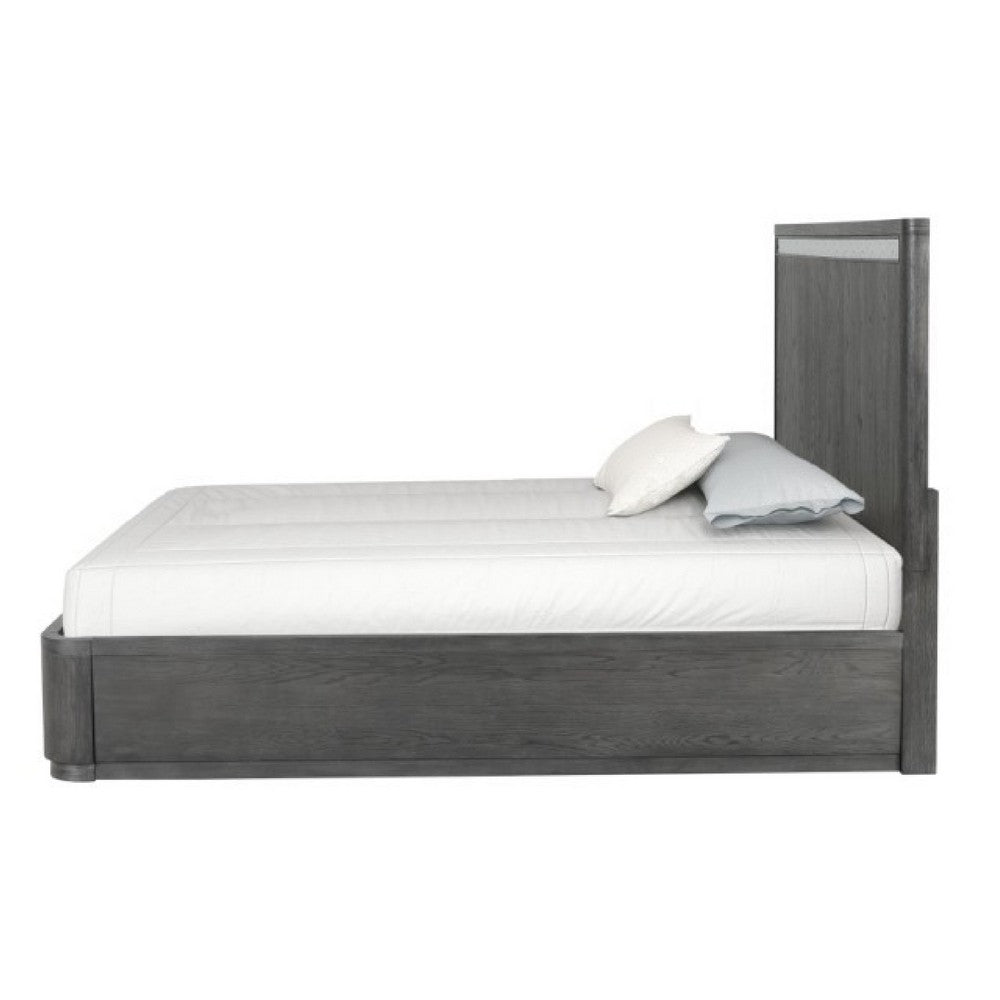 Zoko Queen Bed with Panel Style Headboard, Ash Gray Solid Wood Frame - BM333545