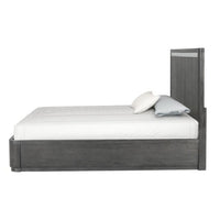 Zoko Queen Bed with Panel Style Headboard, Ash Gray Solid Wood Frame - BM333545