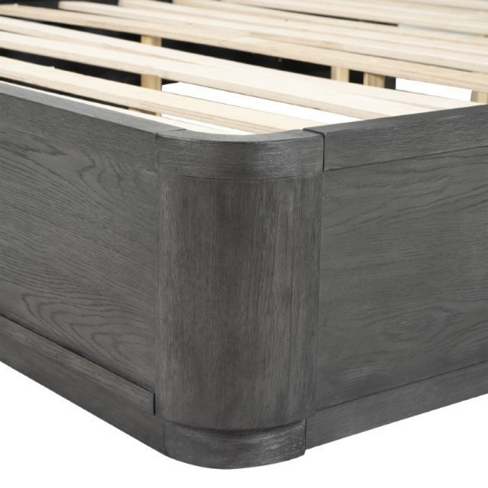 Zoko Queen Bed with Panel Style Headboard, Ash Gray Solid Wood Frame - BM333545