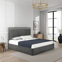 Zoko Queen Bed with Panel Style Headboard, Ash Gray Solid Wood Frame - BM333545