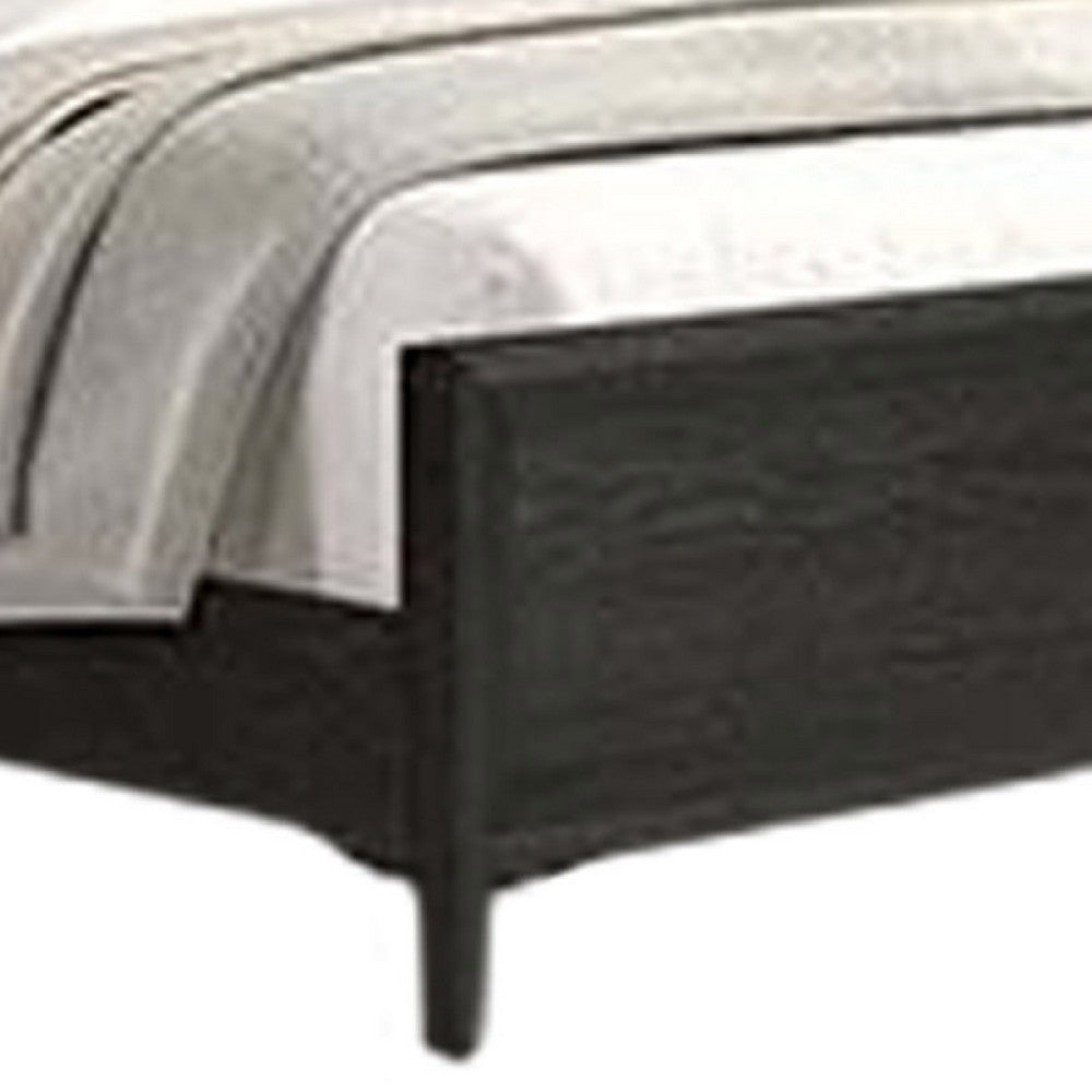 Kaira Queen Size Bed, Metal Accents, Espresso Brown Solid Rubberwood - BM333550