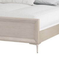 Kaira Queen Size Bed with Metal Accents, Natural Oak Solid Rubberwood - BM333555