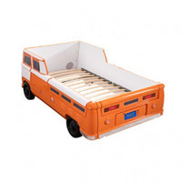 Xiel Bus Twin Bed, Peace Sign, LED Lights and Sound Effects, Orange - BM333623