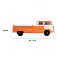 Xiel Bus Twin Bed, Peace Sign, LED Lights and Sound Effects, Orange - BM333623