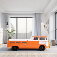 Xiel Bus Twin Bed, Peace Sign, LED Lights and Sound Effects, Orange - BM333623