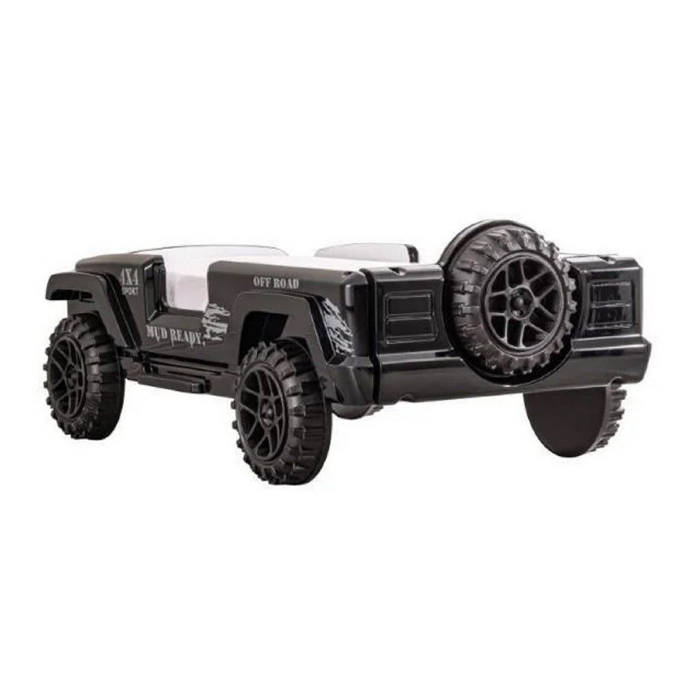 Randy SUV Twin Bed with Lights, Sound Effects, Black Faux Leather - BM333624