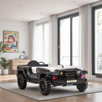 Randy SUV Twin Bed with Lights, Sound Effects, Black Faux Leather - BM333624