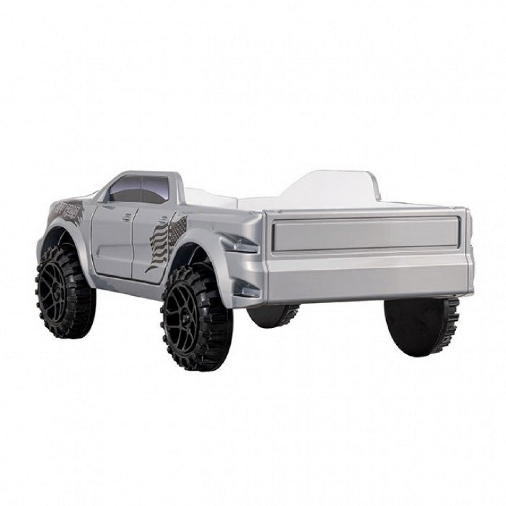 Tonie Truck Twin Bed, Interactive Lights and Sound Effects, Gray ABS - BM333627
