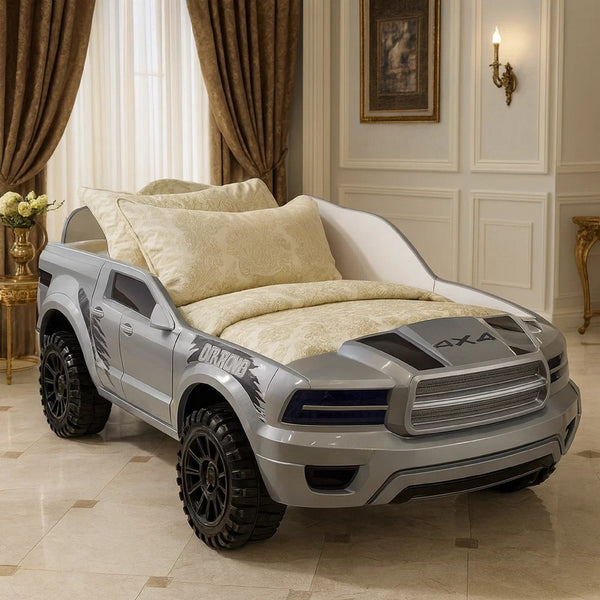 Tonie Truck Twin Bed, Interactive Lights and Sound Effects, Gray ABS - BM333627