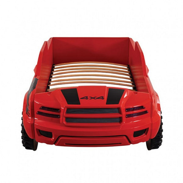 Tonie Truck Twin Bed, Interactive Lights and Sound Effects, Red ABS - BM333628
