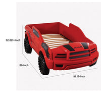Tonie Truck Twin Bed, Interactive Lights and Sound Effects, Red ABS - BM333628