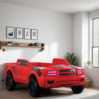 Tonie Truck Twin Bed, Interactive Lights and Sound Effects, Red ABS - BM333628