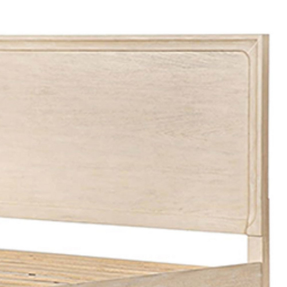 Rozie Queen Bed, Footboard Storage Drawers, Light Oak Brown Solid Wood - BM333634