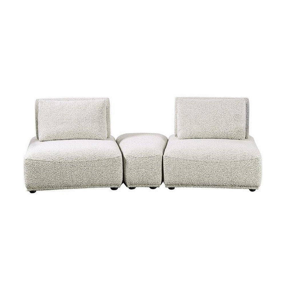 Stavan Modular Curved 2 Seat Sofa, Ottoman Gray Boucle Adjustable Back - BM333649
