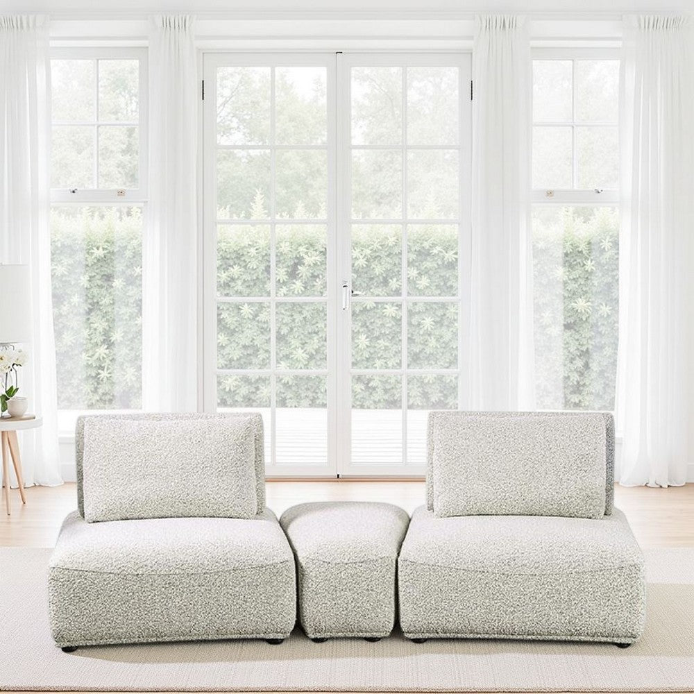 Stavan Modular Curved 2 Seat Sofa, Ottoman Gray Boucle Adjustable Back - BM333649