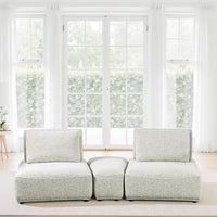 Stavan Modular Curved 2 Seat Sofa, Ottoman Gray Boucle Adjustable Back - BM333649