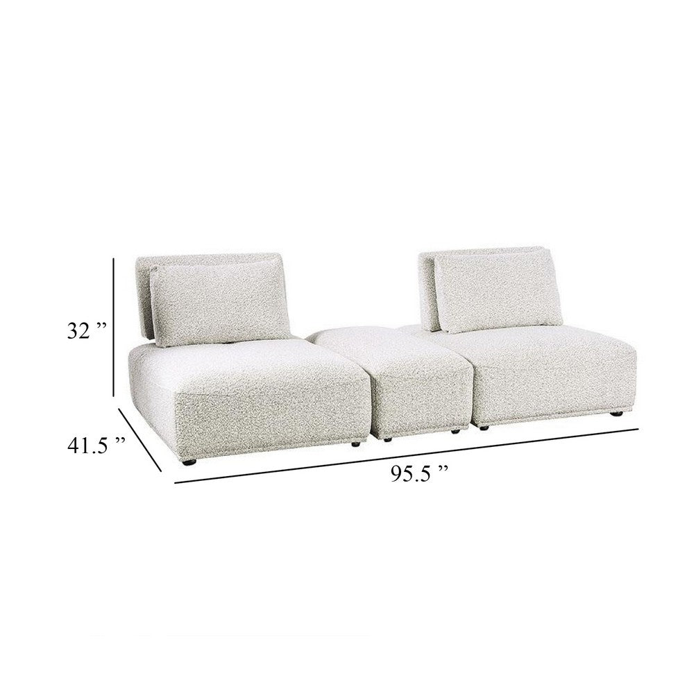 Stavan Modular 2 Seat Sofa, Small Ottoman, Light Gray, Adjustable Back - BM333650