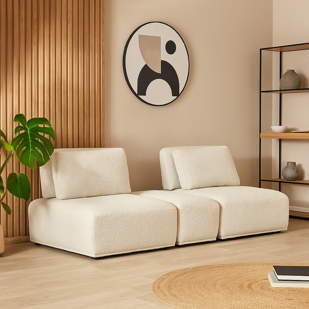 Stavan Modular 2 Seat Sofa, Small Ottoman, Light Gray, Adjustable Back - BM333650