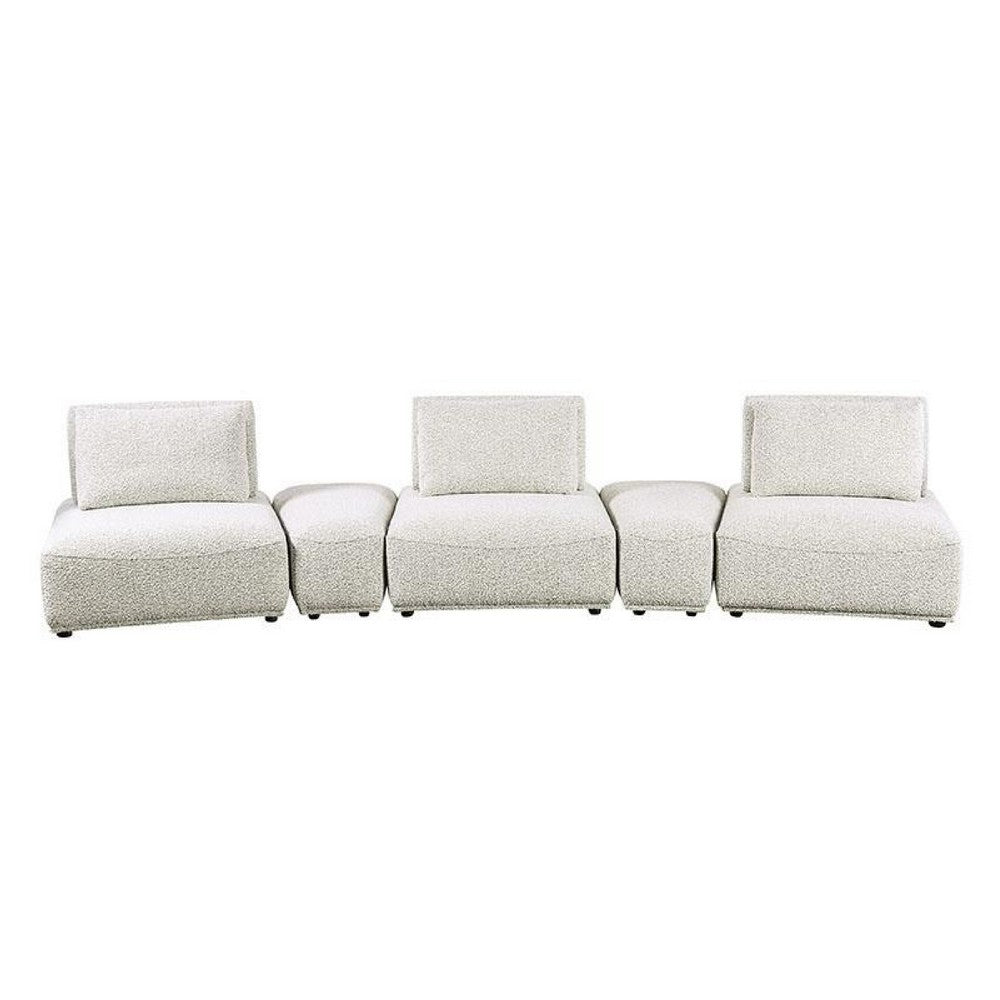 Stavan Modular Curved 3 Seater Sofa, Gray Boucle Adjustable Seat Depth - BM333652