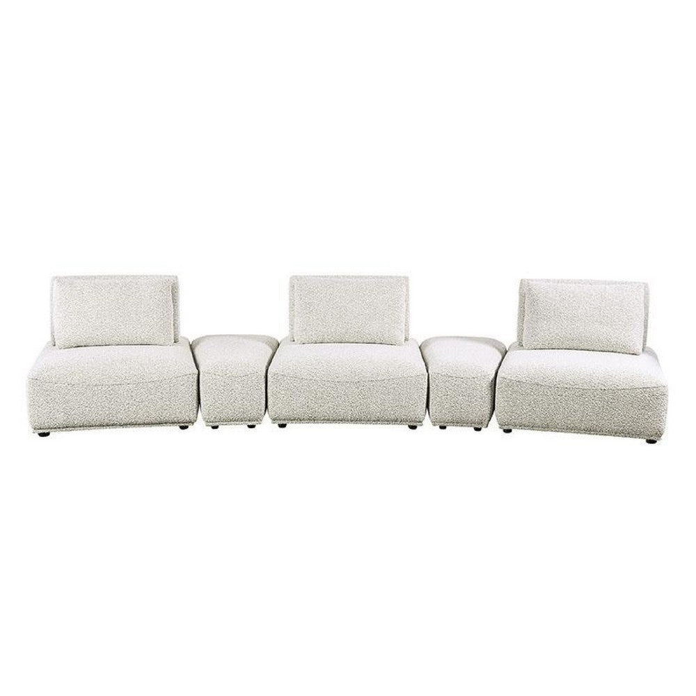 Stavan Modular Curved 3 Seater Sofa, Gray Boucle Adjustable Seat Depth - BM333652
